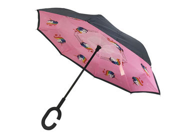 دستگیره لاستیکی چتر معکوس کوچک معکوس صورتی چاپ شده برای کودکان