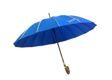 مقاومت در برابر باد J Shape Golf Golf Umbrella ، دسته چوبی Rainbow Umbrella