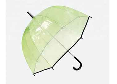 Green POE Clear Umbrella شکل گنبدی ، چتر حباب جمع و جور با اصلاح سیاه