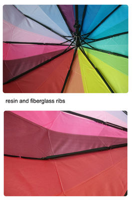 Rainbow Rainbow Two Folding Umbrella with 8 mm شافت فلزی