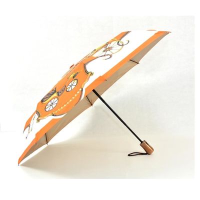 پارچه Pongee Hermes Foldable Umbrella 23 &quot;* 8K با شافت آلومینیوم
