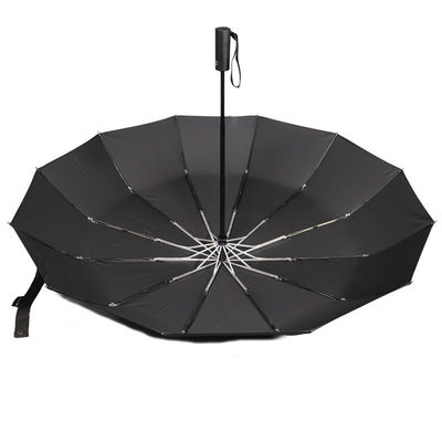 12 پانل تجاری Pongee Cover Three Fold Umbrella Automatic