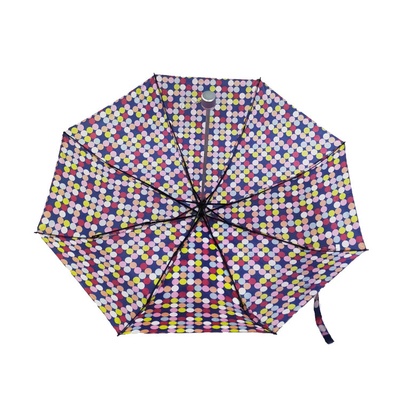 چاپ تمام رنگی پونجی 190T مینی چتر زنانه تاشو مورد تایید TUV