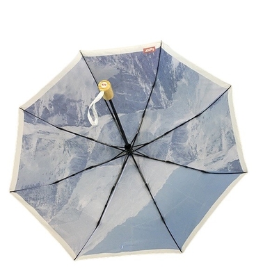 قاب فلزی چاپ دیجیتال چتر تاشو ضد باد با دسته بامبو