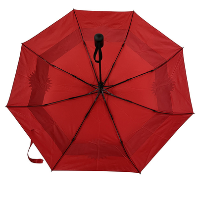 چتر مسافرتی اتوماتیک قرمز پونجی با لوگوی 8 پنل تبلیغاتی چتر بانوان
