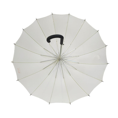 16 دنده خودکار باز چتر رنگ سفید چوب چتر بلند