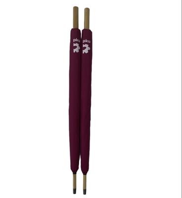 Windproof Burgandy Golf Parasol  Compact Golf Raincoat With Bamboo Handle