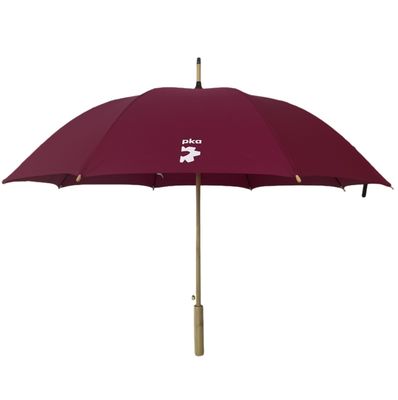 Windproof Burgandy Golf Parasol  Compact Golf Raincoat With Bamboo Handle