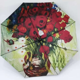 چتر مسافرتی اتوماتیک سه لایه با طرح هنری ونسان ون گوگ، محافظت در برابر اشعه ماوراء بنفش و باز و بسته شدن خودکار (21 اینچ-8k)