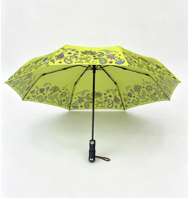 Auto Open Close 3 Folding Umbrella Vintage Paisley Floral Print Umbrella Portable Lightweight Rain Sun Umbrella for Women Daily Outdoor Use