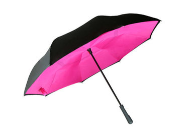 190T Pongee بزرگسالان معکوس چتر معکوس رنگارنگ برای آب و هوا درخشش باران