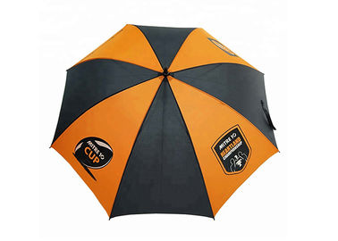 پارچه پلی استر / گودال پارچه Pongee برای سفر ، چتر گلف نارنجی و سیاه فشرده برای سفر