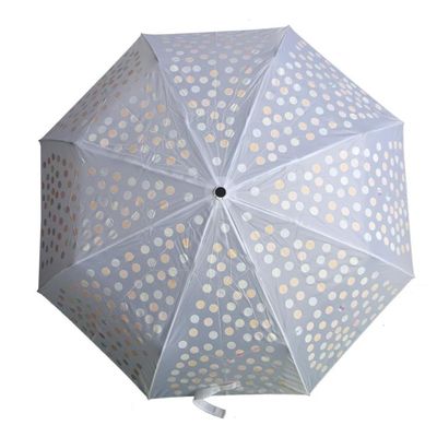 پارچه اسفنجی Metal Shaft Ponge 3 Fold Umbrella SGS با نقاط رنگارنگ