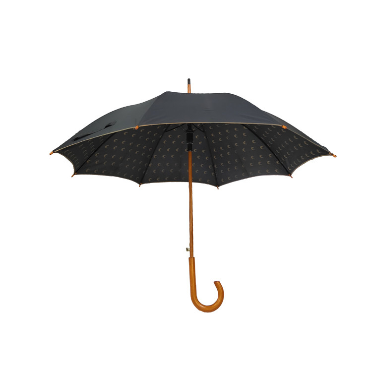 چتر آفتابگیر دستگیره چوبی مستقیم باز خودکار با چاپ انتقال حرارت